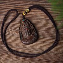 Budistinis Amuletas Guanyin Pakabukas Karoliai Agarwood Feng Shui Palankus Antkaklis Laimės Meditacijos Papuošalai black
