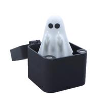 Halloween Middle Finger Cute Ghost Statue Creative Prank Parody Stress Relieving Puzzle Office Desk Decoration Halloween Gift gray