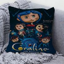 Anime filmas Coraline Klasikinė anime pagalvės užvalkalas Pagalvės užvalkalas Svetainės sofos Namų dekoras Individualus 40x40 cm black