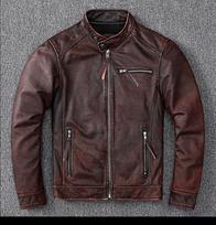 Originalus minkštos karvės odos vyriškas striukė Slim Fit su stovinčia apykakle Biker paltas 5XL black
