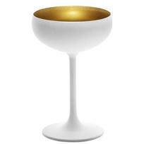 Taurė šampanui OLYMPIC 230 ml plati balta ausinė