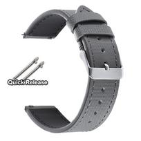 Waterproof Sailcloth Watch Band 20mm 22mm Quick Release Strap for Men Women Nylon Sports Wrist Bracelet with Polished Pin Buckle 20mm gray