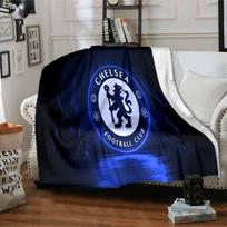 Blue Chelsea Football Club Logo Flannel Blanket, Soft Polyester, Modern Design, All-Season for Camping, Travel, Gifts for holidays or birthdays 75x90cm