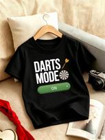 Kids Short Sleeve T Shirt Darts Mode On Letter Dartboard Graphic Print Round Neck Casual Summer Tops For Boys Girls 150 white