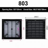 Waterproof Vent Filter Black Fan Grille Air Ventilation System Vent Grille  Fan Cooling 803 No Seal Gasket