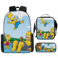 Simpsonai Vaikų Kuprinės Rinkinys Mokyklinė Kuprinė Peties Krepšys Pieštukinė 3 Dalys Animacinis Mielas Madingas Berniukams Mergaitėms Dovanos Three piece set