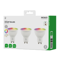 LED lemptės DELTACO SMART HOME, GU10, RGB, WiFi, 4.7W, 3 vnt pakuotė / SH-LGU10RGB02-3P / 1902594