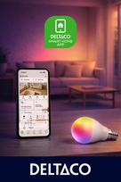 LED lemputė DELTACO SMART HOME, RGB, E27, A60, 9W / SH-LE27A60RGB02 / 1902591
