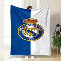 Real Madrid C.F. Logotipo antklodė Raštuota flanelinė antklodė, puikiai tinkanti miegamajam, svetainei, sofai ar trumpam snaudaliui 130x150cm(51*59in)
