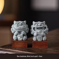 Maža Kinų Feng Shui Akmeninių Liūtų Pora - Stalo Ornamentas ir Arbatos Augintinio Dekoracija Bonsams ir Žuvų Bakams.