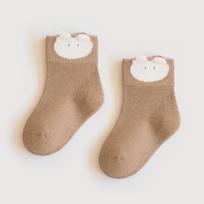 Animacinių paveiksliukų medvilninės kūdikių kojinės: Be kaulų, Trumpas, Naujagimiams iki 3 metų, Pavasariui ir Rudeniui M 1-3 years (Foot Length 10-12CM) beige