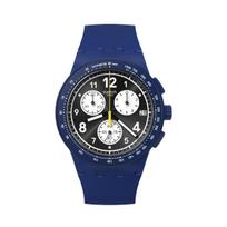 Swatch Quartz Movement 30M Water Resistant Watch 42Mm Black Dial Plastic Case Silicone Strap Unisex watches SUSN418 Blue blue