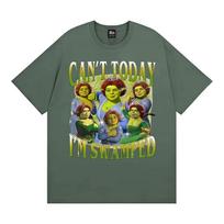 Funny Fiona and Shrek Meme T Shirts Can't Today I'm Swamped Graphic T-shirts Men Women Fashion Humor Cotton Short Sleeve T Shirt 4XL beige
