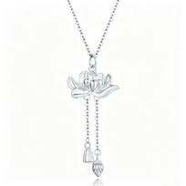 Two Lives' Joy Lotus Pod Pendant: Ancient-Style Good Luck Sweater Chain, National Trend Hanfu Accessory. white