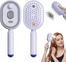 Elektrinis garinis plaukų tiesinimo šepetys Elektrinis purškiamas oro pagalvėlės masažinis plaukų šepetys Įkraunamas išpainiojantis garinis šepetys white