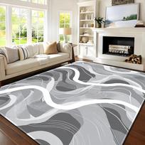Grey White Geometric Area Rug Soft Floor Mat For Living Room Bedroom Sofa Home Decoration Carpet Washable Non-Slip 140x200CM