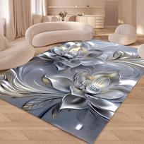 Luxury Floral Pattern Carpet Mat Anti-Slip Rubber Backing Rug Diamond Gemstone for Modern Home Decoration Living Room 3D Mat 40x60cm gray