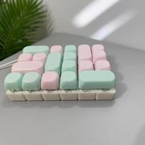 Plastic Keyboard Shaped Macaron Colors Keychain Color-Blocked Keycap Set Square Keycaps Girly Style Keychain A7 white