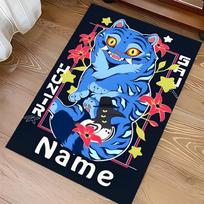 Custom personalization Kpop Demon Hunters Print Area Rug - Soft, Washable Non-Slip Indoor Mat,Living Room,Home&Office Decorative Rug 40cmx60cm blue
