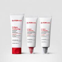 Dr.FORHAIR Folligen Stipinantis 3 dalių mini rinkinys Šampūnas 70ml Galvos odos šveitiklis 60g Kondicionuojanti kaukė 50ml white