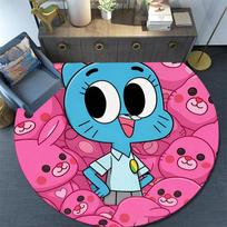The Amazing World of Gumball4 Round Area Rug,Carpet Rug for Living Room Bedroom Sofa Playroom Decor,Non-slip Floor Mat 80cmx80cm blue