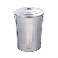 Metal Trash Can with Lid Heavy-Duty Ribbed Bin 48L