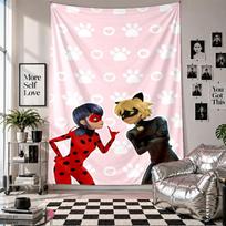 Wall TapestryMiraculous Ladybug Art Hanging Cloth Decorative Background Cover for Room Decoration 130cmx150cm