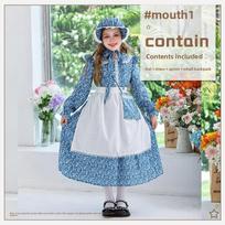 Girls Prairie Pioneer Maid Dress Costume Set 160cm mėlyna