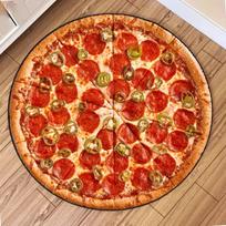 Pizza Cheese Round Area Rug Fast Food Circle Rugs Carpet Circular Carpet for Kitchen Living Room Bedroom Bathroom Decoration Diameter 100cm