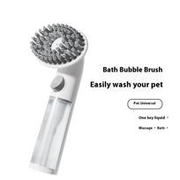Newpet Massage Bath Brush Cat and Dog Cleaning Comb, Long Handled Silicone Bath Brush Hair Cleaning Bubble Brush Cat Accessories pilka spalva