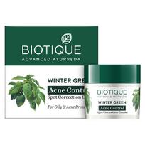 Biotique Bio Winter Green Spot Correcting Anti Acne Cream | Acne Control | Spot Correction Clears Blemishes |Enhances Skin Texture | 100% Botanical black