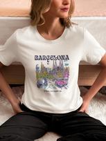 Barselonos grafinis marškinėlis Unisex Kelionės dovana Marškinėlis Ispanijos suvenyras Gaudi dizainas XXL white