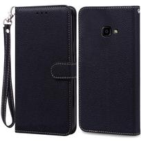 Piniginės dėklas Samsung Galaxy Xcover 4S dėklui Odinis atverčiamas dėklas Samsung Xcover 4S G398F Galaxy XCover 4 SM-G390F telefonų dėklams XCover 4 (4S) black