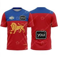Retro Australijos Futbolo AFL Brisbane Lions Marškinėliai Vyriški Trumpomis Rankovėmis BBFC Regbio Marškinėliai Sportinė Apranga Komandos Treniruočių T-shirt Paplūdimio Viršus L blue