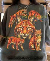 Vintage Wildcat Lynx Comfort Colors® Tshirt, Retro Bobcat Animal Lover Graphic Tees, 90S Nature Y2K Streetwear Big Cat Faded Gift, M multi