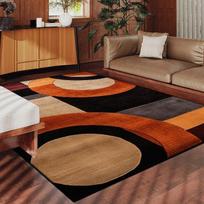 Retro Geometric Design Area Rug – Non-Slip Soft Machine Washable Floor Mat for Living Room  Bedroom, Sofa Coffee Table Carpet 80x120cm(31x46in) brown