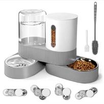 Automatic gravity cat and dog feeder and water dispenser,360 degree automatic 2.4 liter dry food bowl and 2.6 liter water bowl