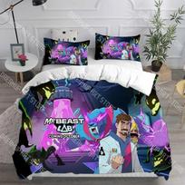 Fashion Cartoon MrBeast Lab Bedding Set Single Twin Full Queen King Size Bed Set Kids Bedroom Duvetcover Sets Bed Sheet Set EU Single 135*200cm/53x79in 3pcs black