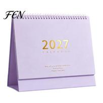 Stable Triangular Base Calendar Desk 2026-2027, Oct 2026-Dec 2027 14-Month Calendar, Large Gift for Colleagues Desktop Planning, Organizing in Family, Transverse violetinė