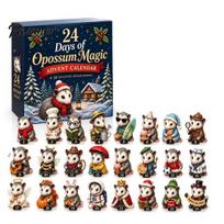 Holiday Countdown Gift Box 2026 Christmas Advent Calendar, 24-Day Acrylic 2D Ornament Set with Tree Hanging Decor Animal Figures, Decor, for C gray