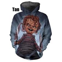 Chucky Lėlė Siaubo Vaikų Žaidimas Gobtuvas Vyriški Drabužiai 3D Spausdintas Naujas Gobtuvai Moterims Harajuku Mada y2k Megztiniai su Gobtuvu Gobtuvas 3XL gray