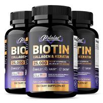 Pslalae - Biotin, Collagen, and Keratin Capsules - With Vitamins - Nutritional Support for Hair, Skin, and Nails 120*3