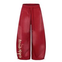 FlowStreet Women's Red Letter Baggy Sweatpants Y2k Pants Harajuku Jazz Dance Pants Japanese 2000s Style Vintage Oversize Trousers Clothes S raudona