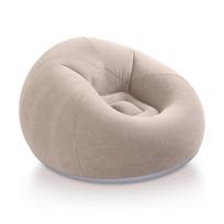 Thickened Inflatable Sofa Bed with Footrest – Foldable Outdoor Lounger, Comfortable Flocked Chair 125*105*100cm (Inflated) beige