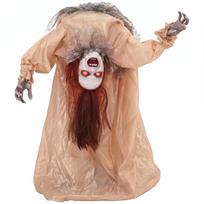 Animated Halloween ghost with creepy screams, glowing eyes, activated by sound/touch