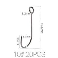 Supercontinent Barb Hook Fishing hook big ring Carbon Steel Single Hooks tackle  Worm Hooks With big eyes Ring 20pcs gray