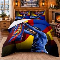 Printed 3Pcs Bedding Set Lionel Messi Pattern Bed Sheet Pillowcase For Bedroom Decor 135cmx200cm
