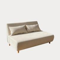 Dvivietė sofa SOLACE su miego funkcija – veliūras „kordurojus“ ekrü spalvos, 140x91x84 cm