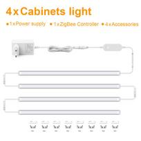 Tuya Zigbee LED Cabinet Light Bar Kit WiFi Aluminium Tube Strip Dimmable Kitchen Shelf Closet Decor Google Alexa Voice Control 4PC 30CM balta