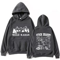 Noah Kahan Stick Season Hoodis Viršutiniai drabužiai Ilgomis rankovėmis Įprastas džemperis Muzikos gerbėjų dovana Pavasaris Vasara Spausdinimas M gray
